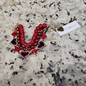 Betsey Johnson Glittering Red Heart Bracelet